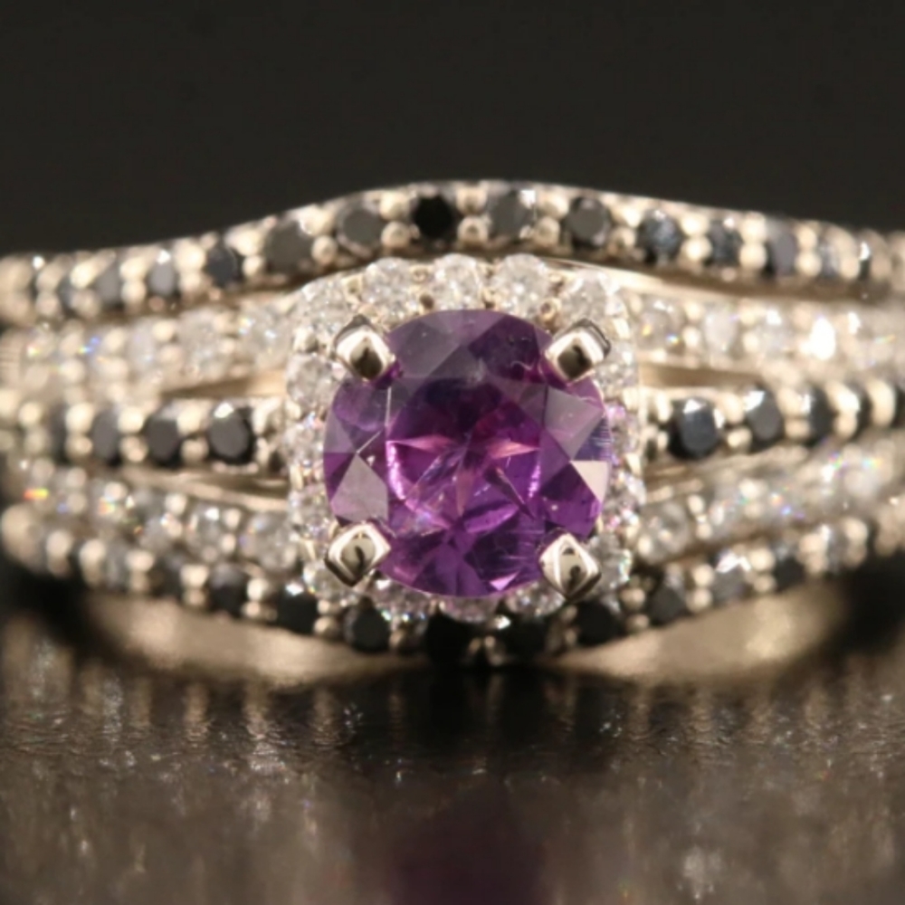 14k white gold wedding set